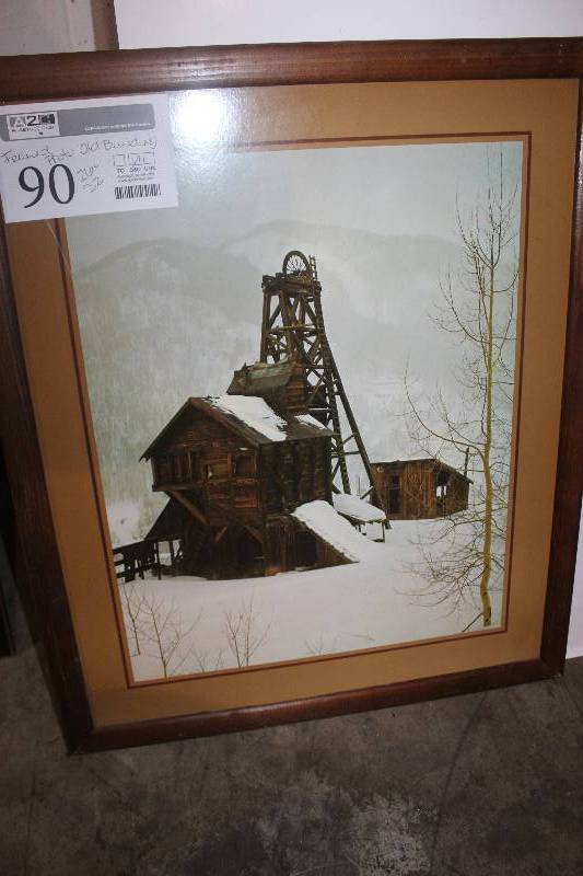 lot 90 image: Framed Print of a gold mine in the winter, 26 x 22