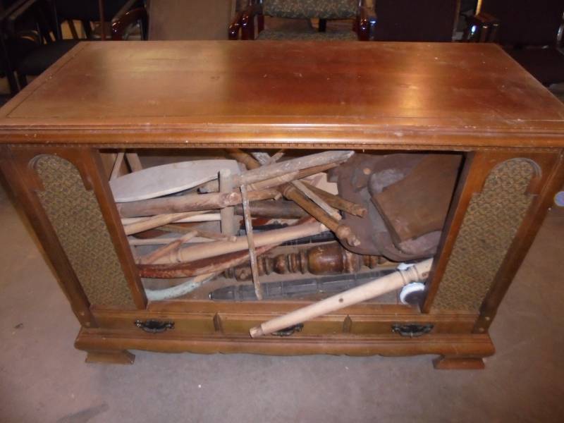 Cabinet wMisc Chair Parts, spindles, etc
