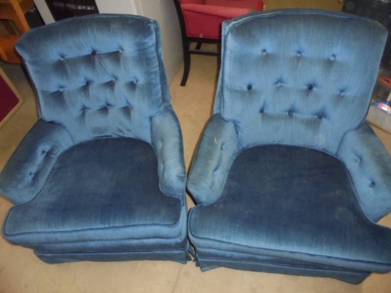 Pair - Blue RockerSwivel Chairs, good condition