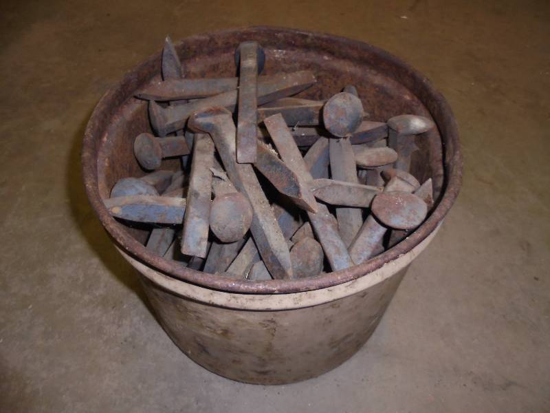 Bucket of RailRoad Spikes, 7 Spikes