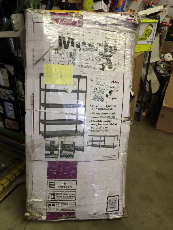 lot 3 image: Edsal 72 in. H x 48 in. W x 24 in. D 5-Shelf Steel Shelving Unit in Black in Original Box never been used Stock and actual photos used to display item