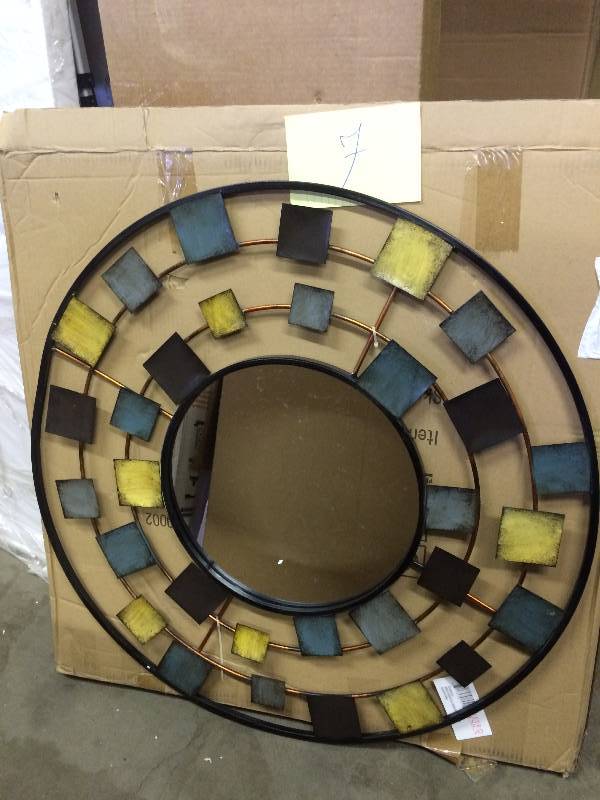 lot 7 image: Square Circle Mirror. from Kohls in Original Box never been used Stock and actual photos used to display