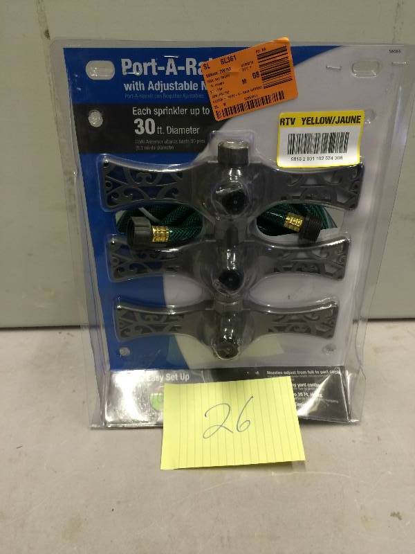 lot 26 image: Orbit Decorative Port-A-Rain with Adjustable Nozzle in Original Box never been used