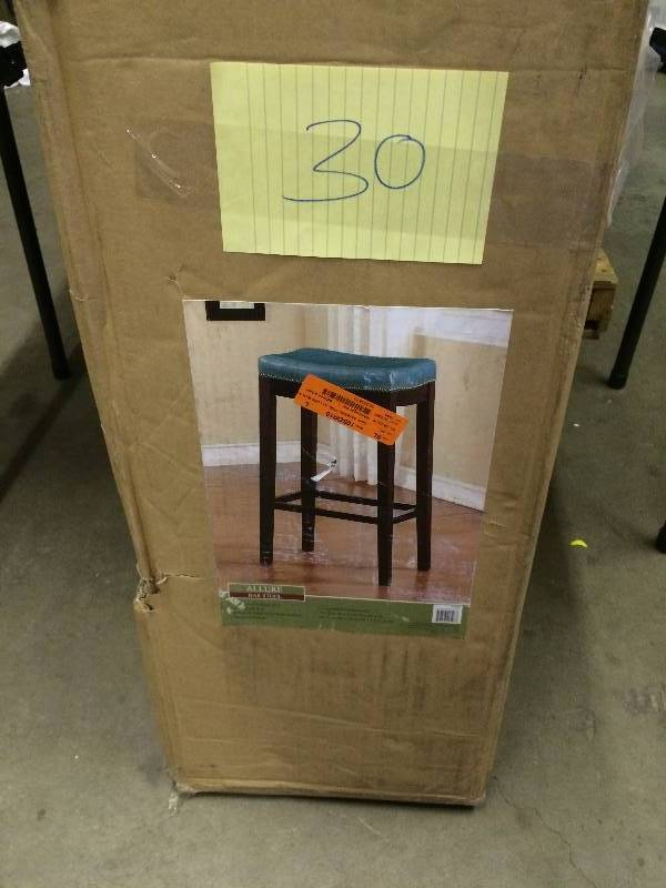 lot 30 image: Linon Allure Bar Stool 32H x 19.25W x 13.25D  in Original Box never been used Stock and actual photos used to display item