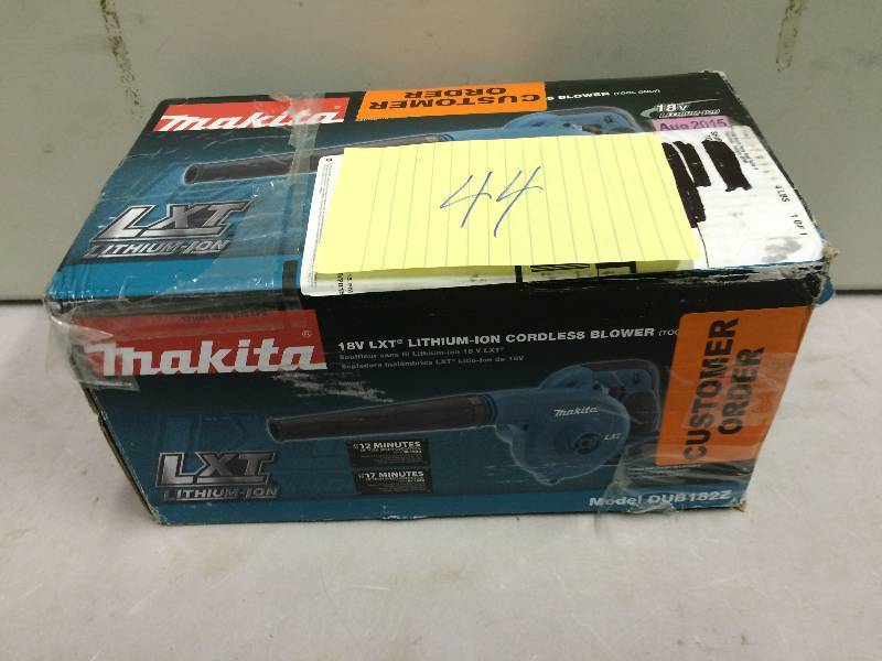 lot 44 image: Makita 179 MPH 91 CFM 18-Volt LXT Lithium-Ion Cordless Leaf Blower tool only in Original Box never been used