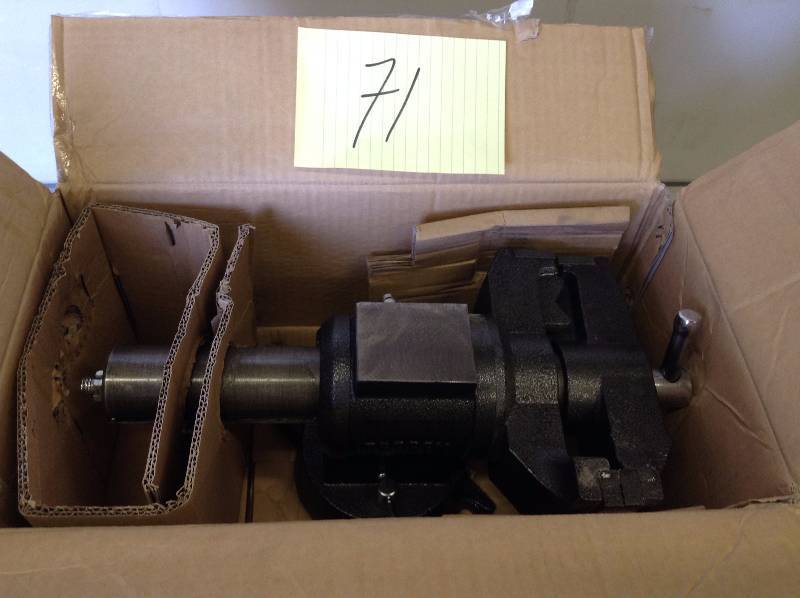 lot 71 image: Bessey 5 in. Multi-Purpose Rotating Pipe and Bench Vise with Swivel Base New Stock and actual pictures used to display item