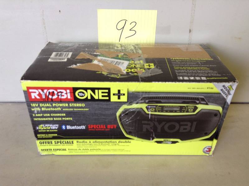lot 93 image: Ryobi ONE 18-Volt Compact Radio with Bluetooth Wireless Technology (Tool-Only) Never used this is a limited edition item