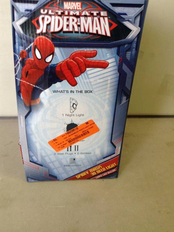 lot 112 image: 3D Light FX Marvel Spider Man 3D Deco LED Wall Light Never used