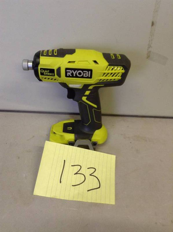 lot 133 image: Ryobi ONE 18-Volt 14 in. Cordless Quietstrike Pulse Driver Never been used Stock and actual photos used to display item