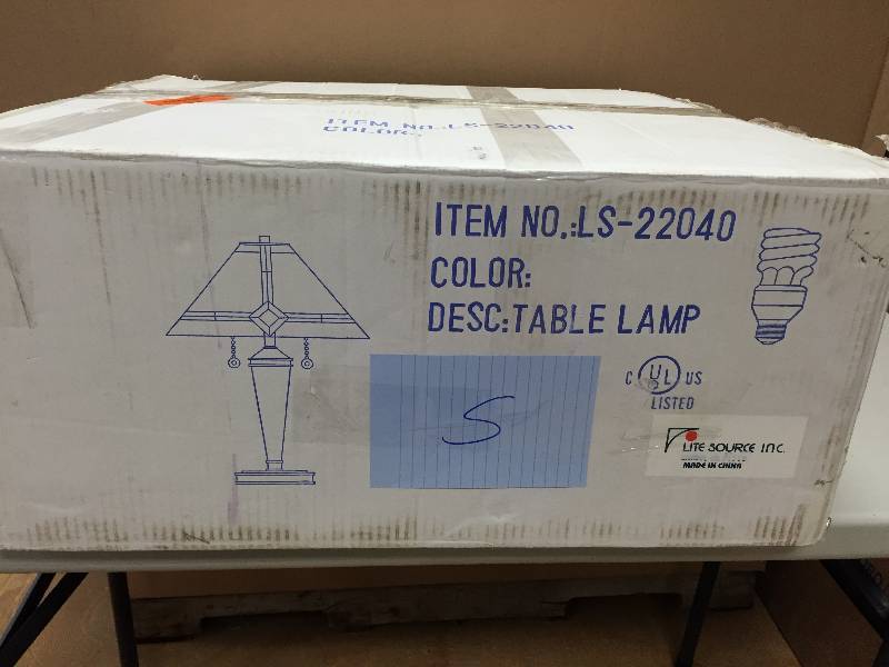 lot 5 image: Lite Source LS-22040 Table Lamp with Amber Tiffany Shades, Bronze Finish New stock and actual photos used to display item