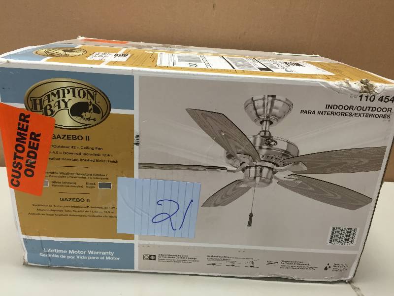 lot 21 image: Hampton Bay 42 In. Gazebo II Outdoor Fan - Brushed Nickel Finish YG187-BN New