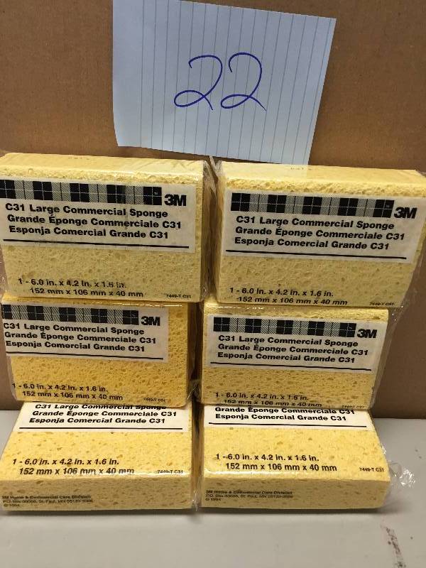 lot 22 image: Lot of 6 New  3M C31 Large Commercial Sponges