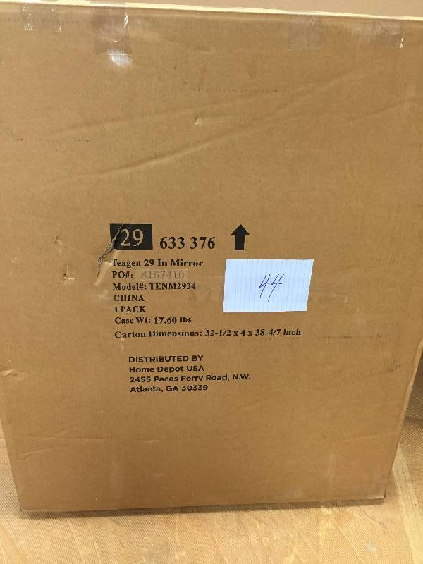 lot 44 image: Foremost Teagen 34 L x 29 W Framed Wall Mirror in Dark Espresso TENM2934 New