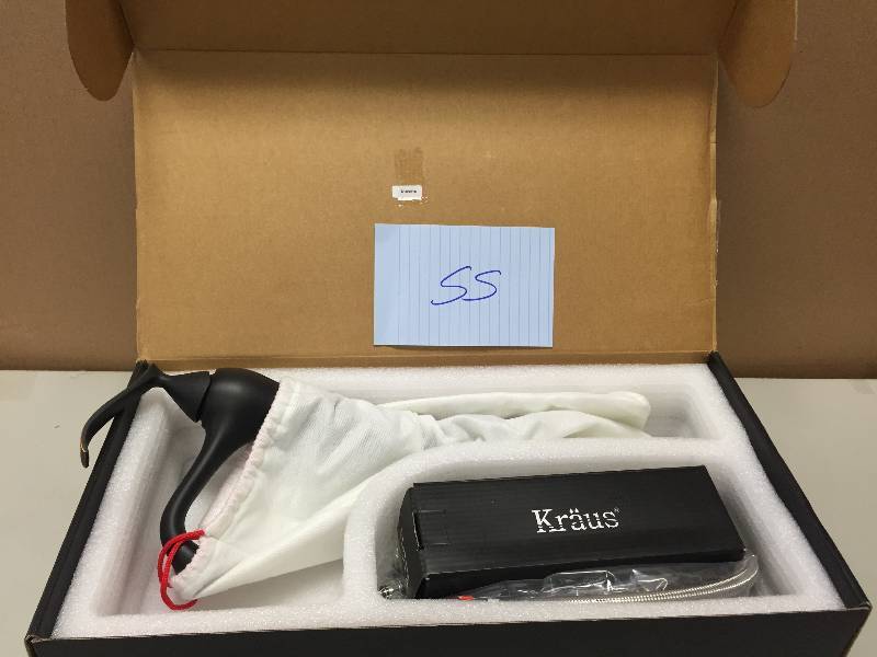 lot 55 image: Krauss Ventus Single Lever Vessel Bathroom Faucet with Pop Up Drain Oil Rubbed Bronze Model KEF-15000-PU15ORB Stock and actual photos used to display item