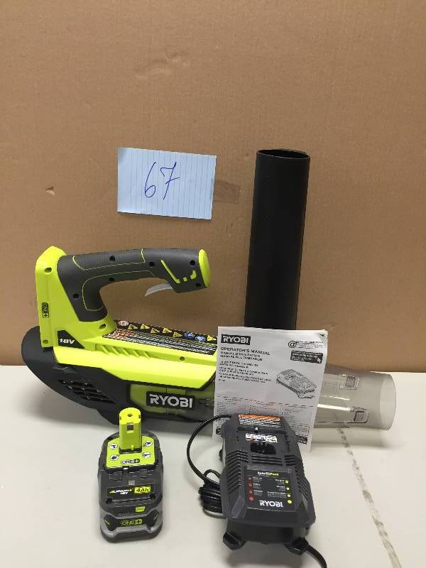 lot 67 image: Ryobi One 18V Cordless Jet Fan Blower never used Stock and actua photo used to display Item