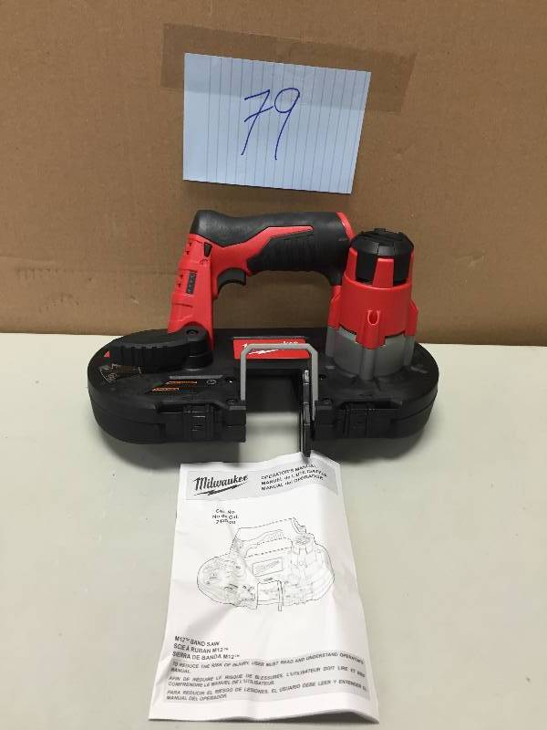 lot 79 image: Milwaukee 2429-20 M12 Sub-Compact Cordless Band Saw Tool Only in like New Condition