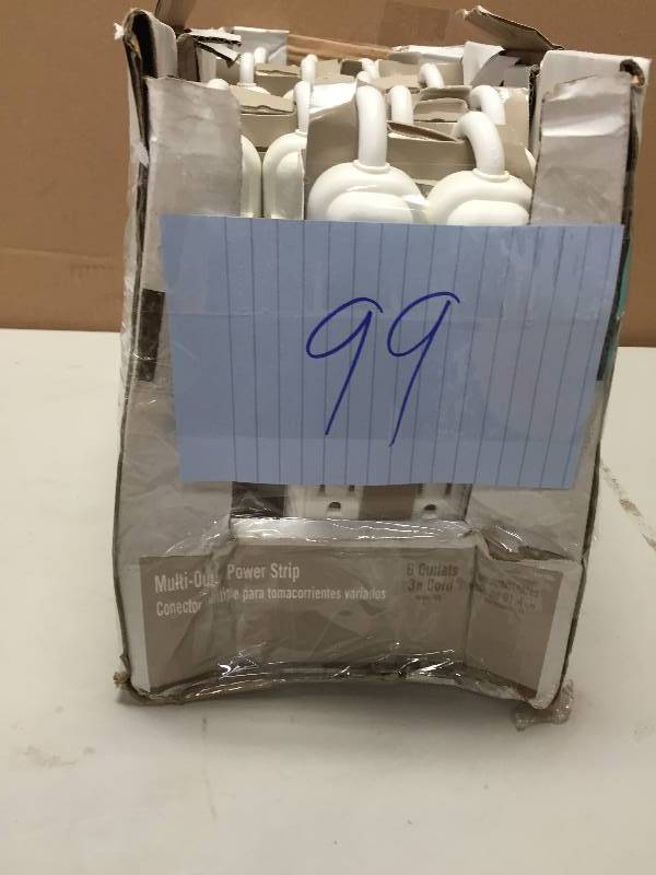lot 99 image: Lot of 5 Packs of Multi Outlet Power Strips (6 Outlets 3 Ft Cord)