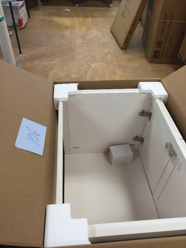 lot 106 image: Home Decorators Claxby 30 in. W Vanity Cabinet Only in Cream new Actual and stock photos used to display item