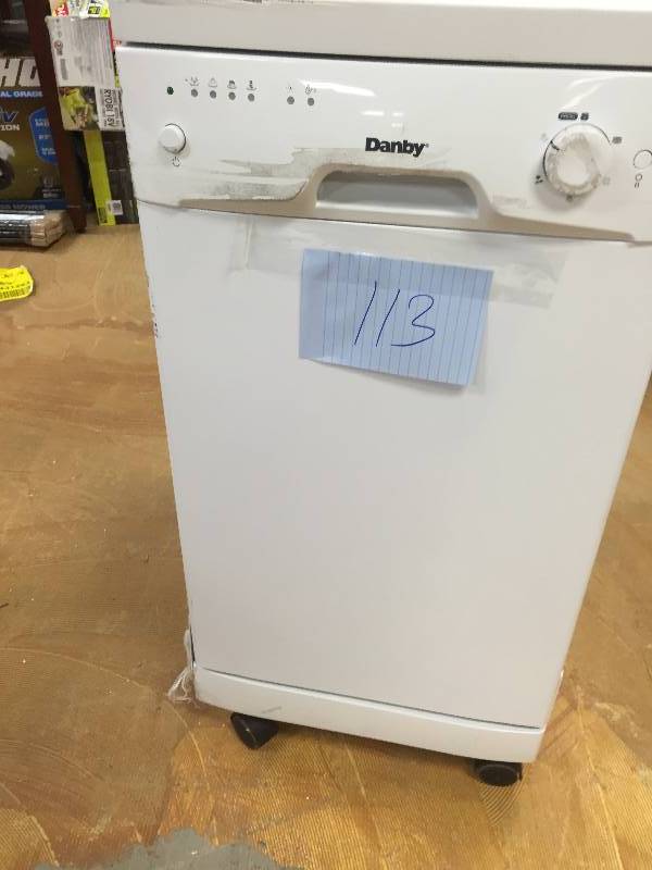 lot 113 image: Danby 18 Portable Dishwater it has scratch and dents
