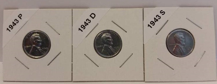 1943 P,D and S (Philadelphia, San Francisco and Denver) WWII Emergency Issue Steel Pennies