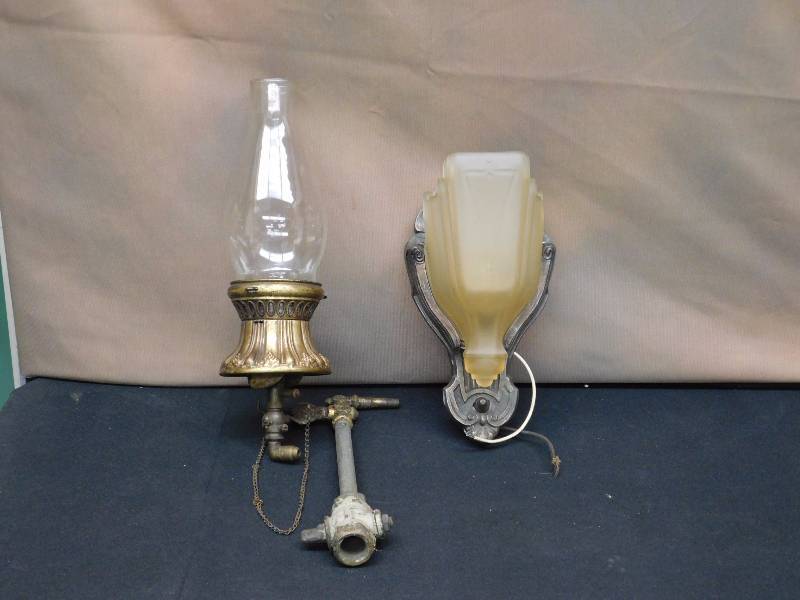 vintage gas light and vintage light fixture