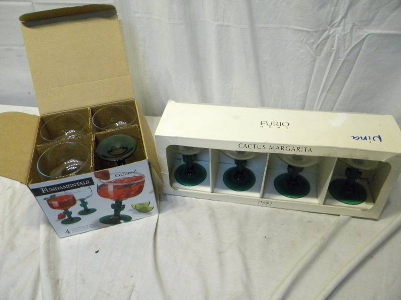 lot 97 image: Cactus Margarita Glasses NEW Boxes