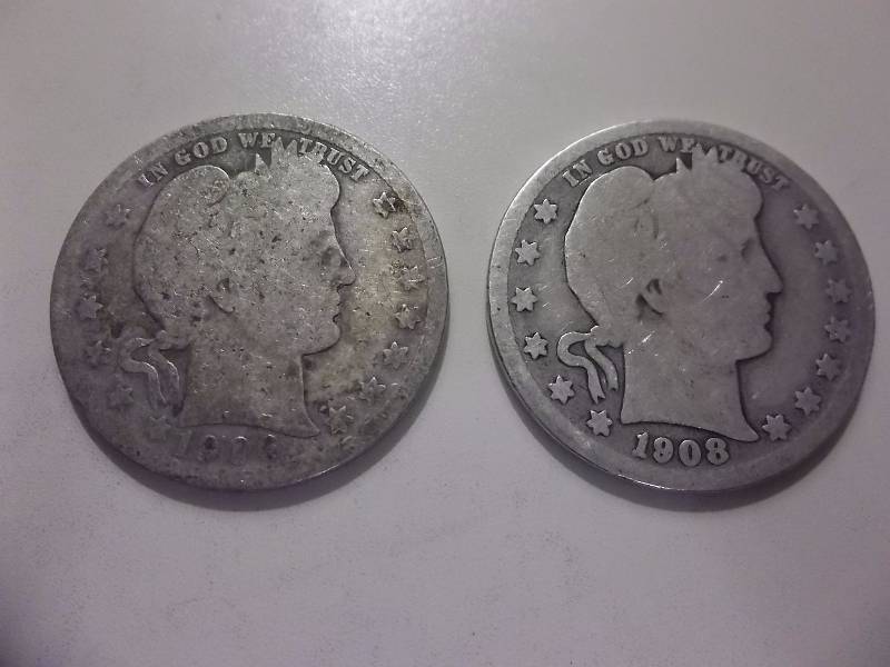 1906 , 1908 D Barber Quarter