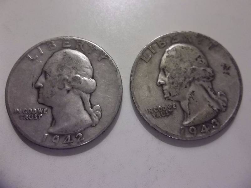 1942, 1943 S Washington Quarters