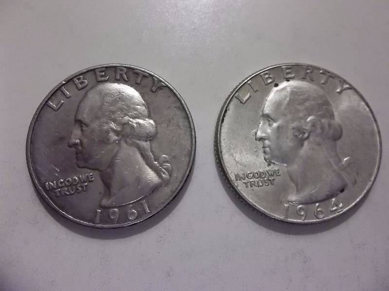 1961 D, 1964 D Washington Quarters