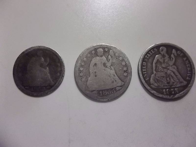 1853 12 Dime, 1855, 1875 Seated Liberty Dimes