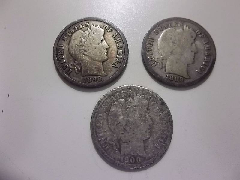 1898 S, 1899 S, 1900 O Barber Dimes