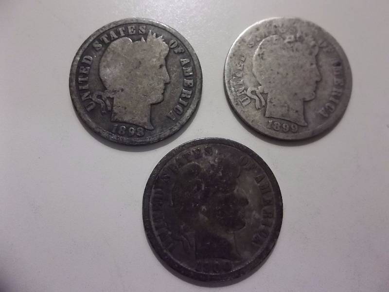 1898 S, 1899, 1900 Barber Dimes