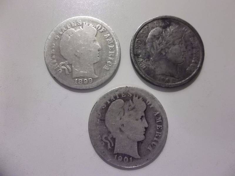 1899, 1900, 1901 S Barber Dimes