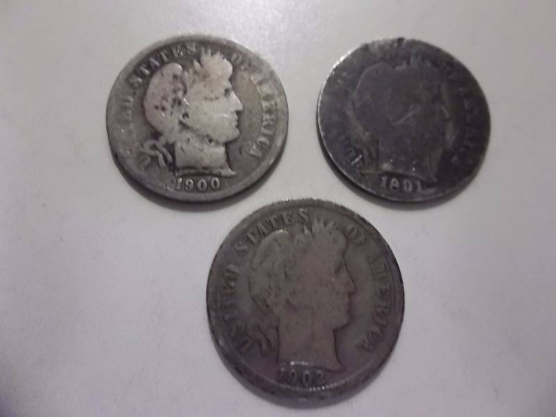 1900, 1901, 1902 S Barber Dimes