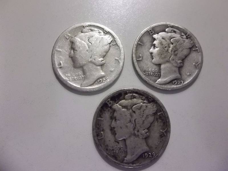 1926, 1927, 1929 Mercury Dimes