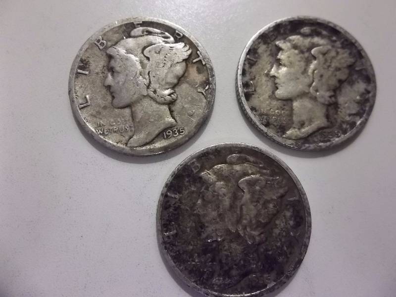 1935, 1935 S, 1935 D Mercury Dimes