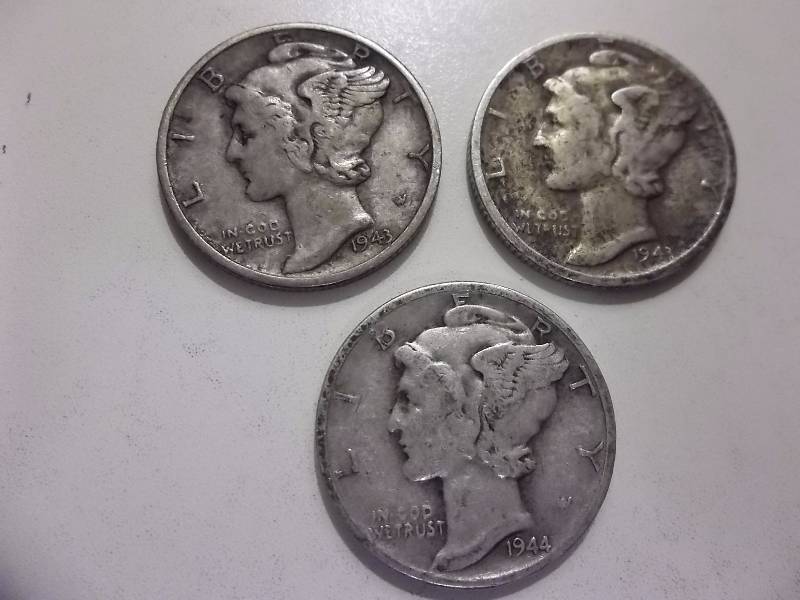 1943,1943 S,1944 Mercury Dimes Higher Grades