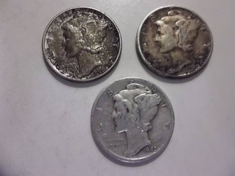 1944,1945 ,1945 S Mercury Dimes Higher Grades