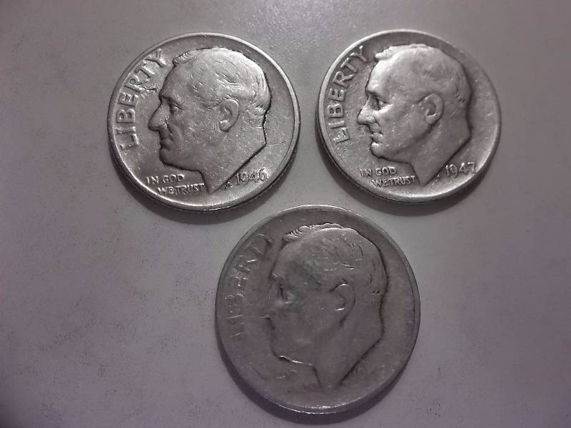 1946,1947,1947S Roosevelt Dimes Higher Grades