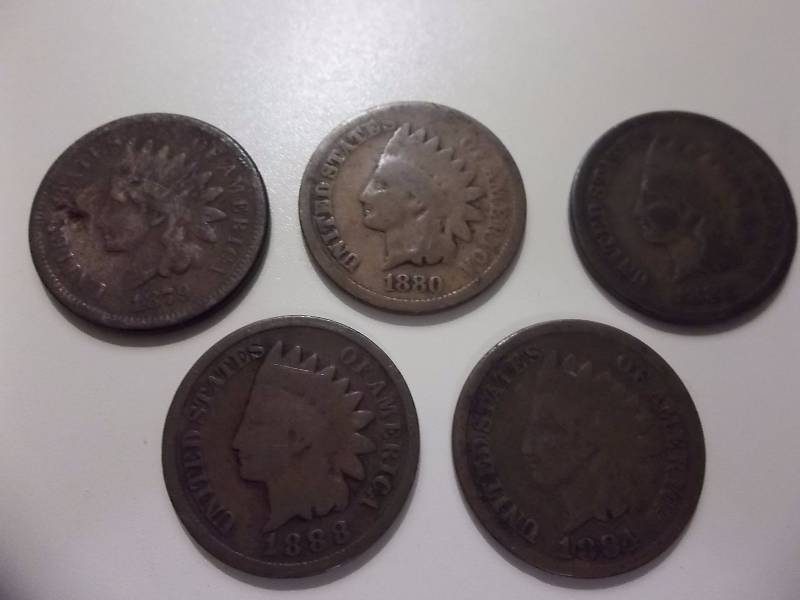 1879, 1880, 1882, 1884, 1888 Indian Head Cents