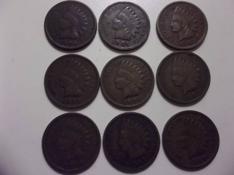 1900, 1901, 1902, 1903,  1904, 1905, 1906, 1907, 1908  Indian Head Cents Better Grades