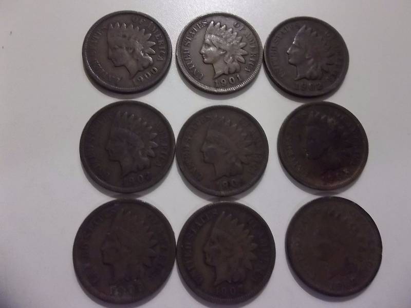 1900, 1901, 1902, 1903,  1904, 1905, 1906, 1907, 1908  Indian Head Cents Better Grades