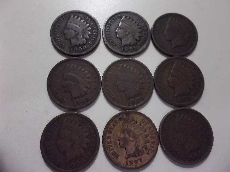 1900, 1901, 1902, 1903,  1904, 1905, 1906, 1907, 1908  Indian Head Cents Better Grades