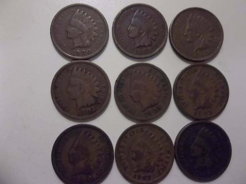 1900, 1901, 1902, 1903,  1904, 1905, 1906, 1907, 1908  Indian Head Cents Better Grades