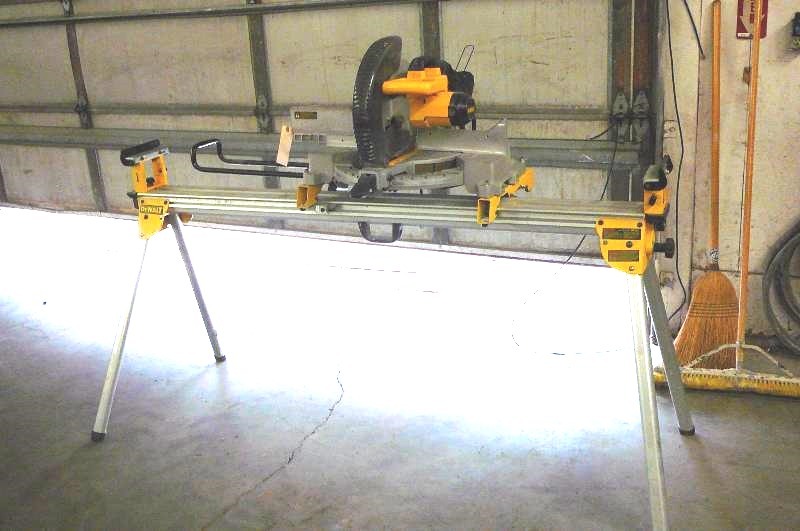 lot 132 image: Dewalt Compound Miter Saw and Stand