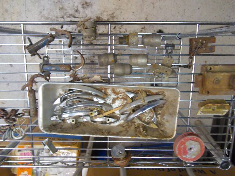 Antique Dead Bolt and 14 vintage chrome handles