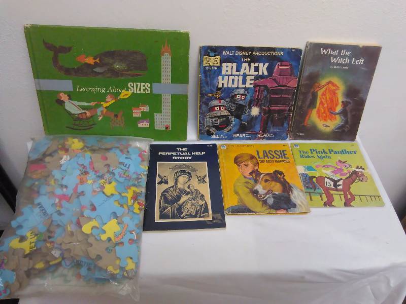 Vintage Children�s books and puzzle new in bag, circa 1970�s mostly