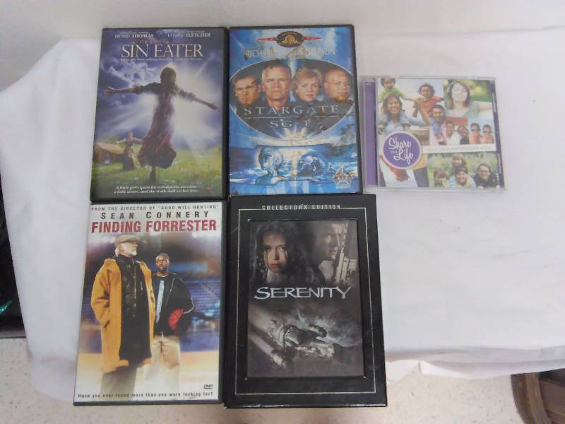 Assorted Movies (4) Serenity Collector�s Edition, Star gate Sg-1, The last sin eater, Finding Forrester