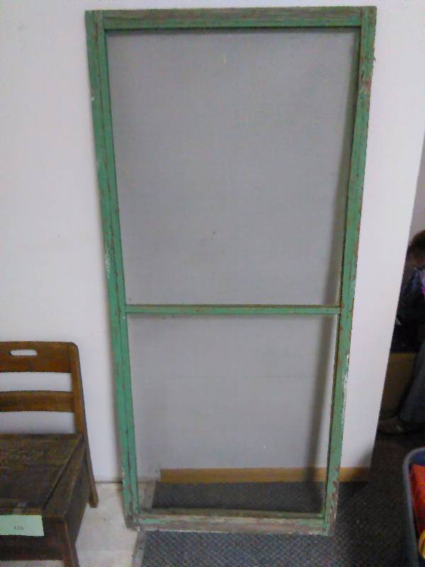 Vintage window screen, wood frame 30� W x 66.5� H
