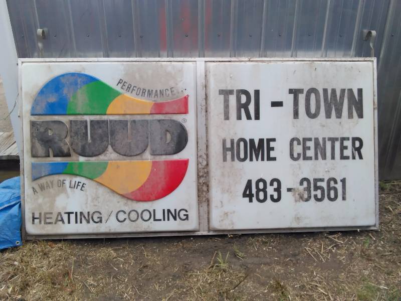 Vintage Sign Ruud Heating and Cooling Building Sign (48� X 97�)